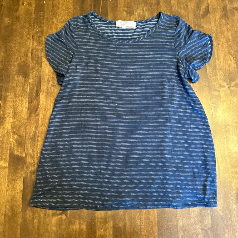 Sinuous Womens T Shirt Top Small Comfy Stretch Casual Stripe Nautical Coastal 💙